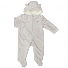 G23053:  Baby Grey Elephant Hooded Plush Fleece All In One/ Pram Suit (3-12 Months)